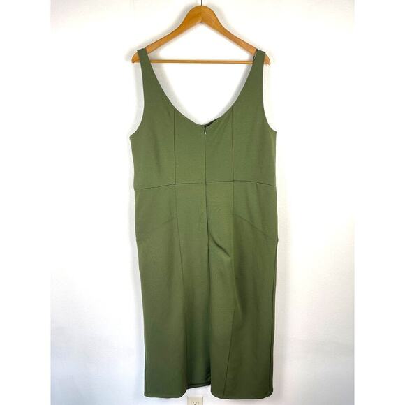Anthropologie Maeve Knit Button Detail Midi Dress Moss Green Sleeveless Size 20W - Picture 4 of 15